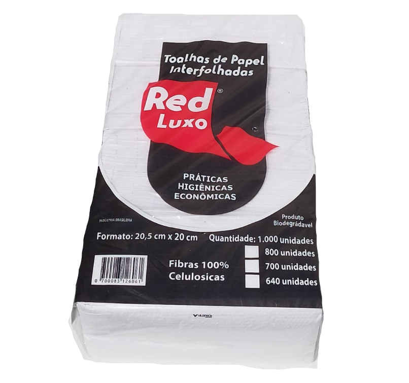 PAPEL TOALHA INTERFOLHA CELULOSE VIRGEM RED 1000 FOLHAS SIMPLES 1705232205