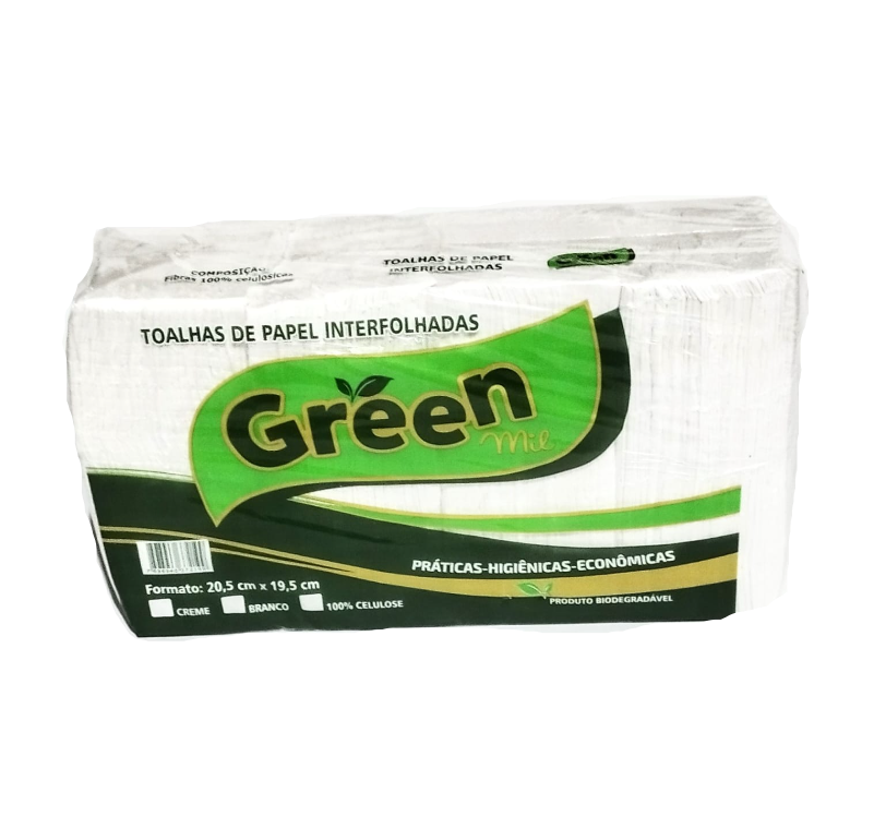 PAPEL TOALHA INTERFOLHA GREEN 100PC CELULOSE VIRGEM COM 1000 FLS SIMPLES 210523